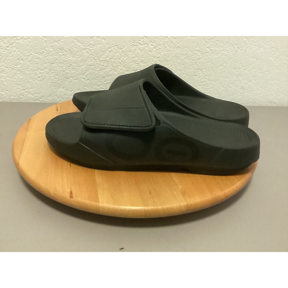 OOFOS OOahh Sport Flex Slide Mens‎ 11 Black Adjustable Recovery Sandals
